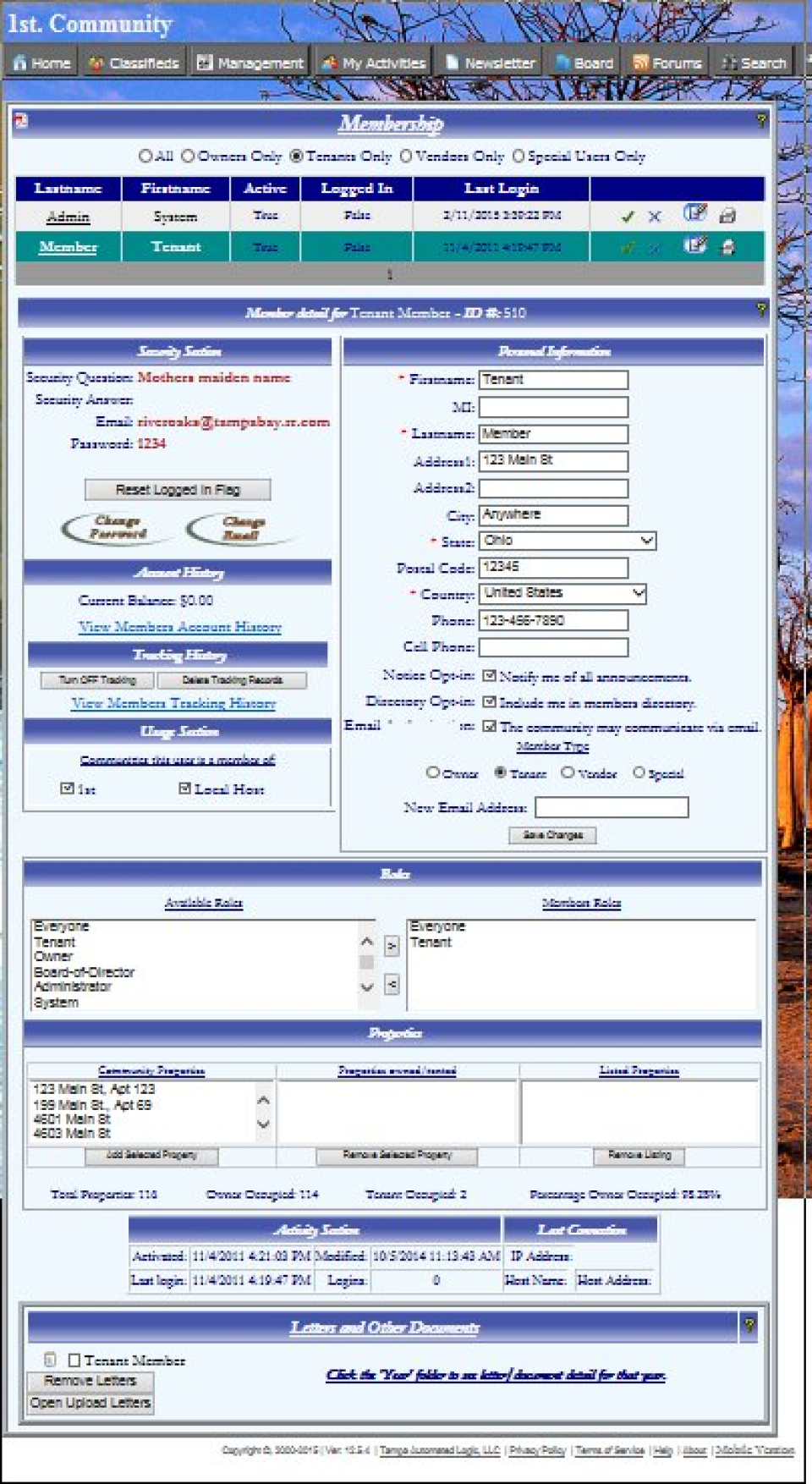 screenshot of MyCommunity