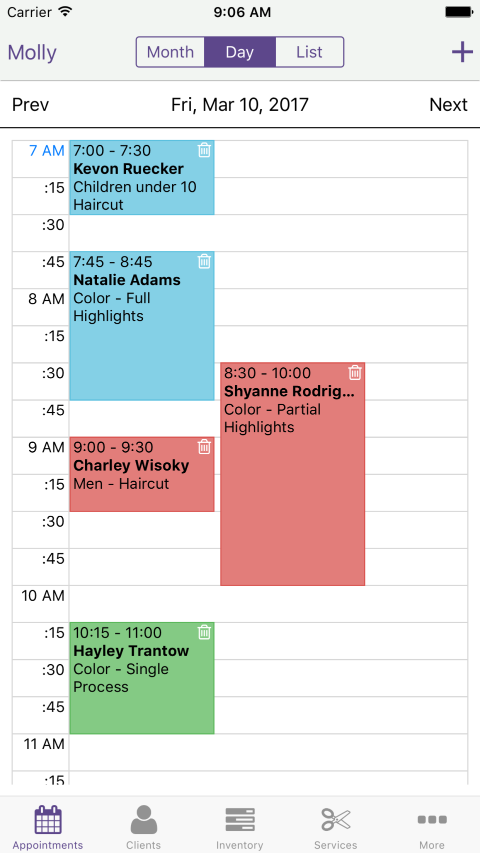 screenshot of MyCuts