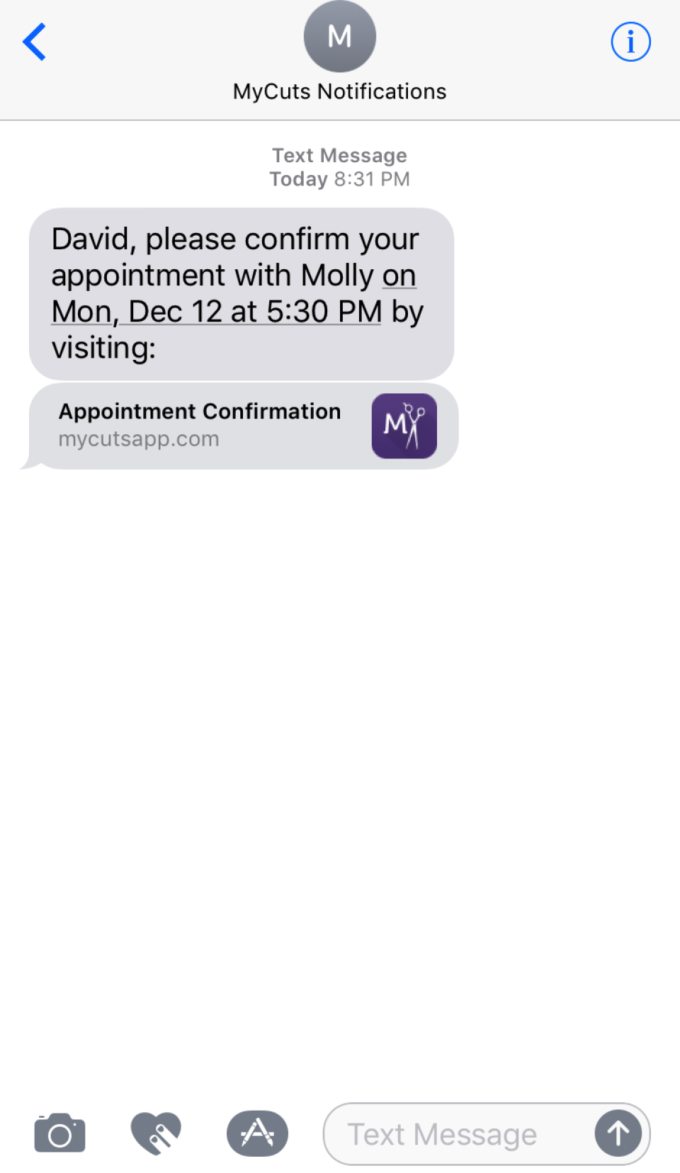 screenshot of MyCuts