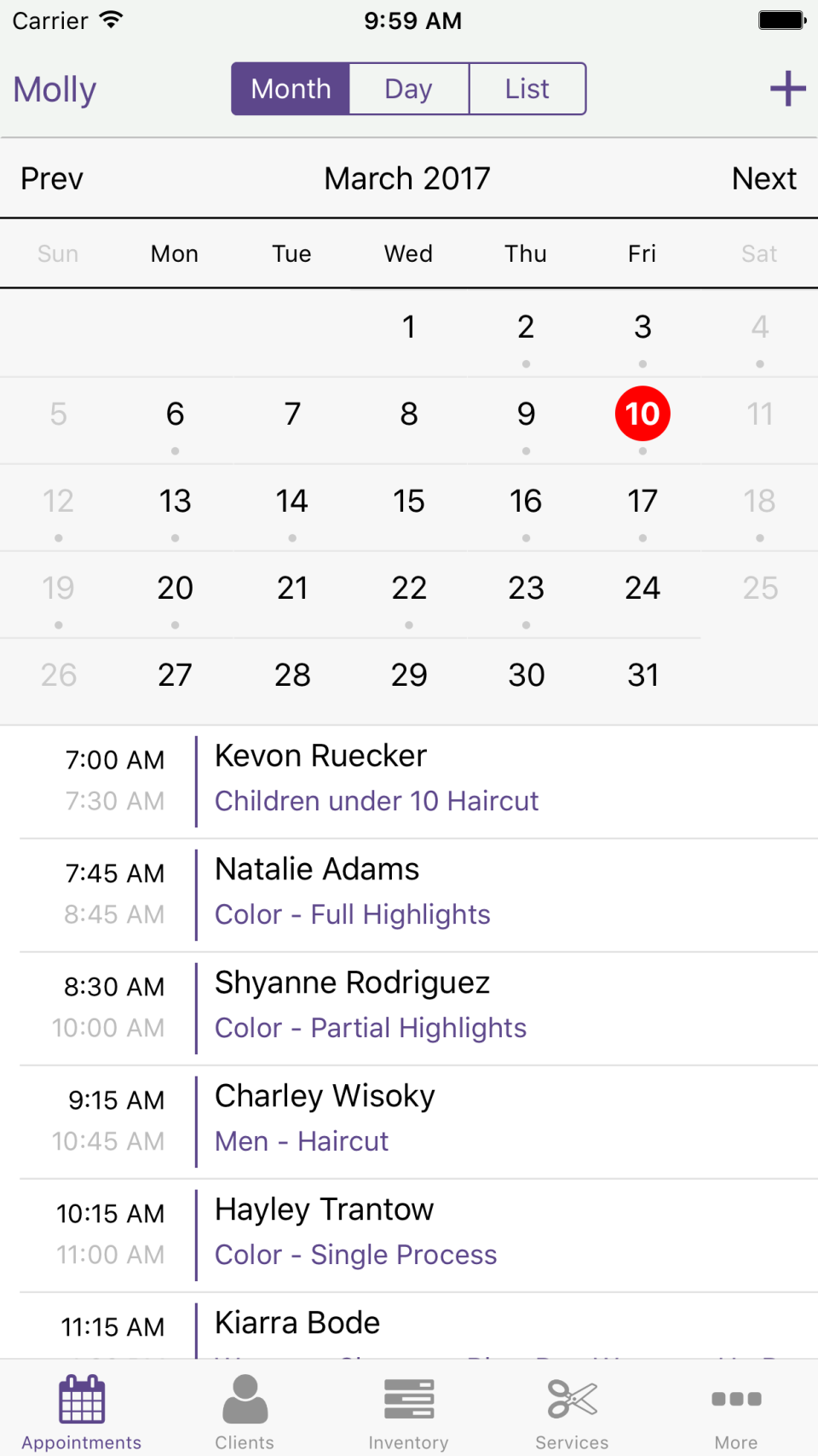 screenshot of MyCuts