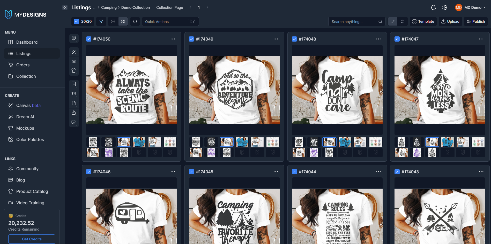 screenshot of MyDesigns