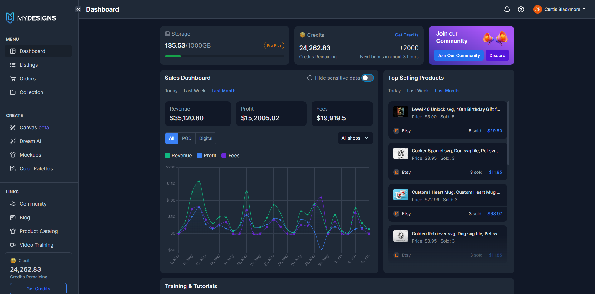 screenshot of MyDesigns