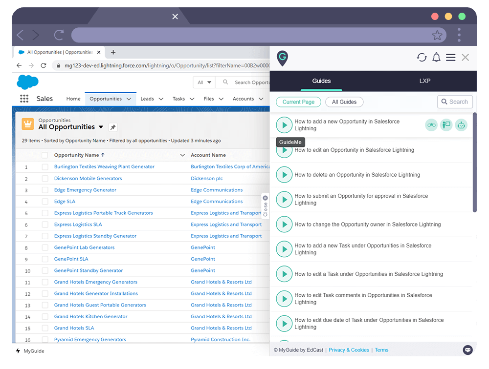 screenshot of MyGuide