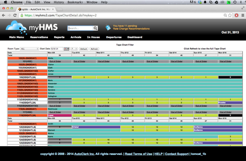 screenshot of MyHMS