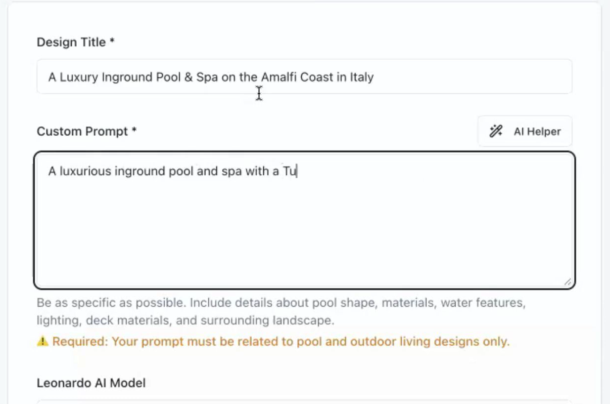 screenshot of MyPoolDesigner.ai