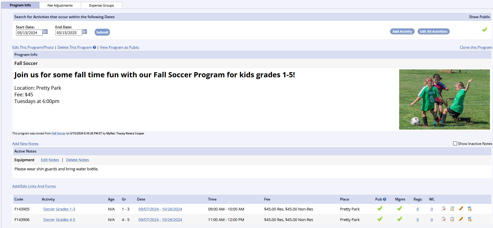 screenshot of MyRec.com