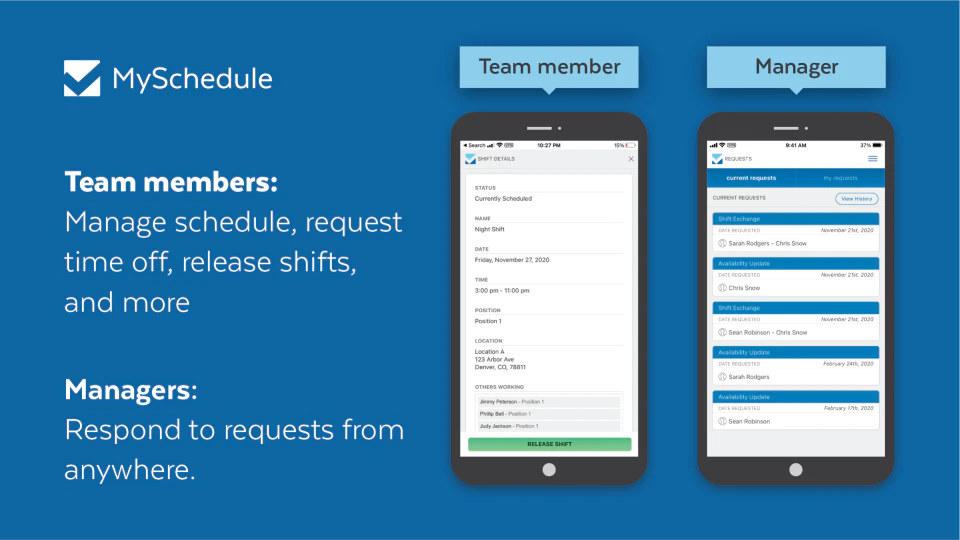 screenshot of MySchedule