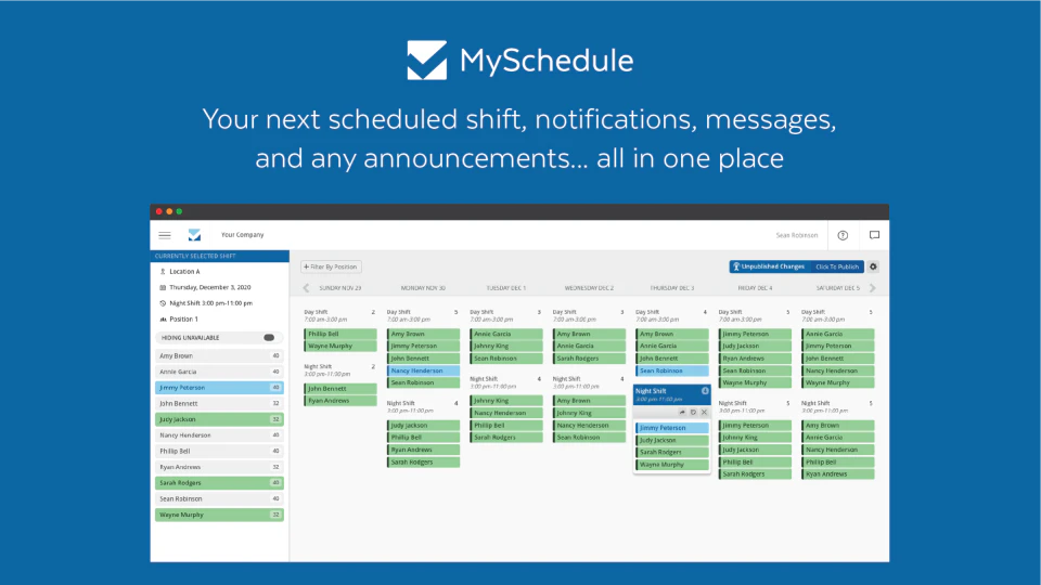 screenshot of MySchedule