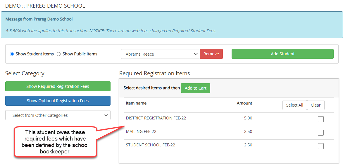 screenshot of MySchoolFees