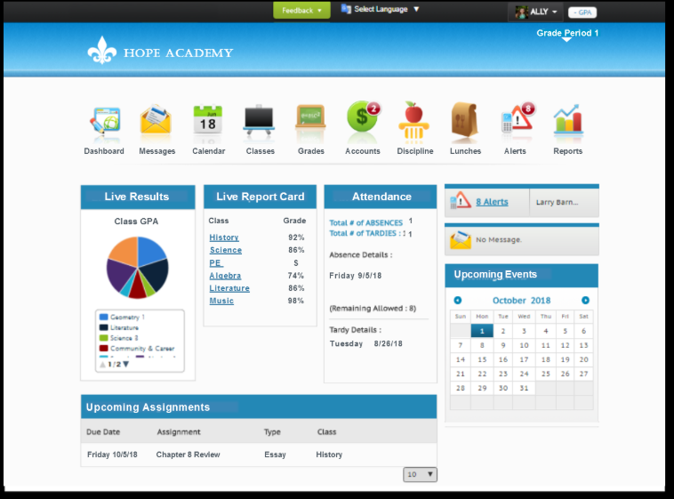 screenshot of MySchoolWorx