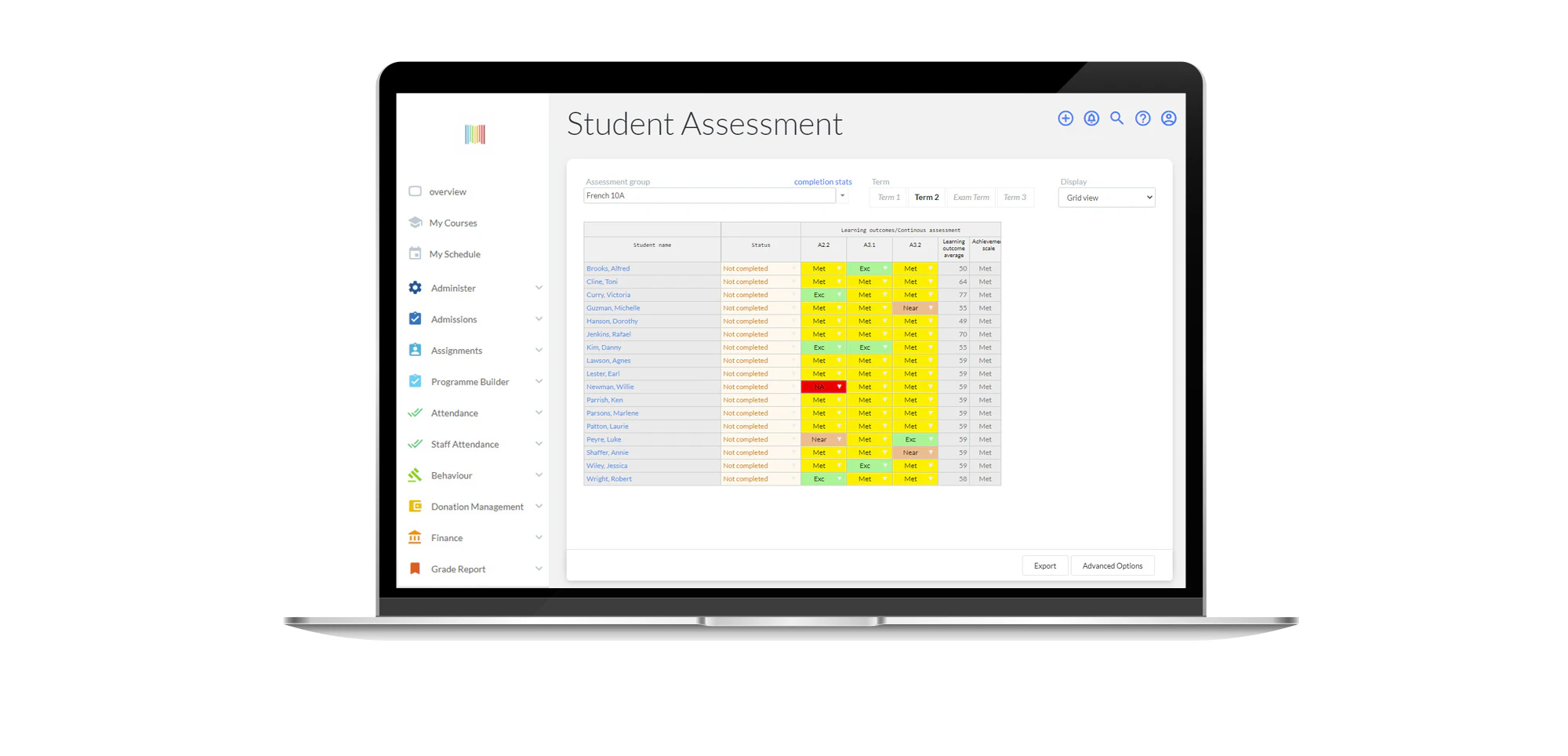screenshot of MySchool