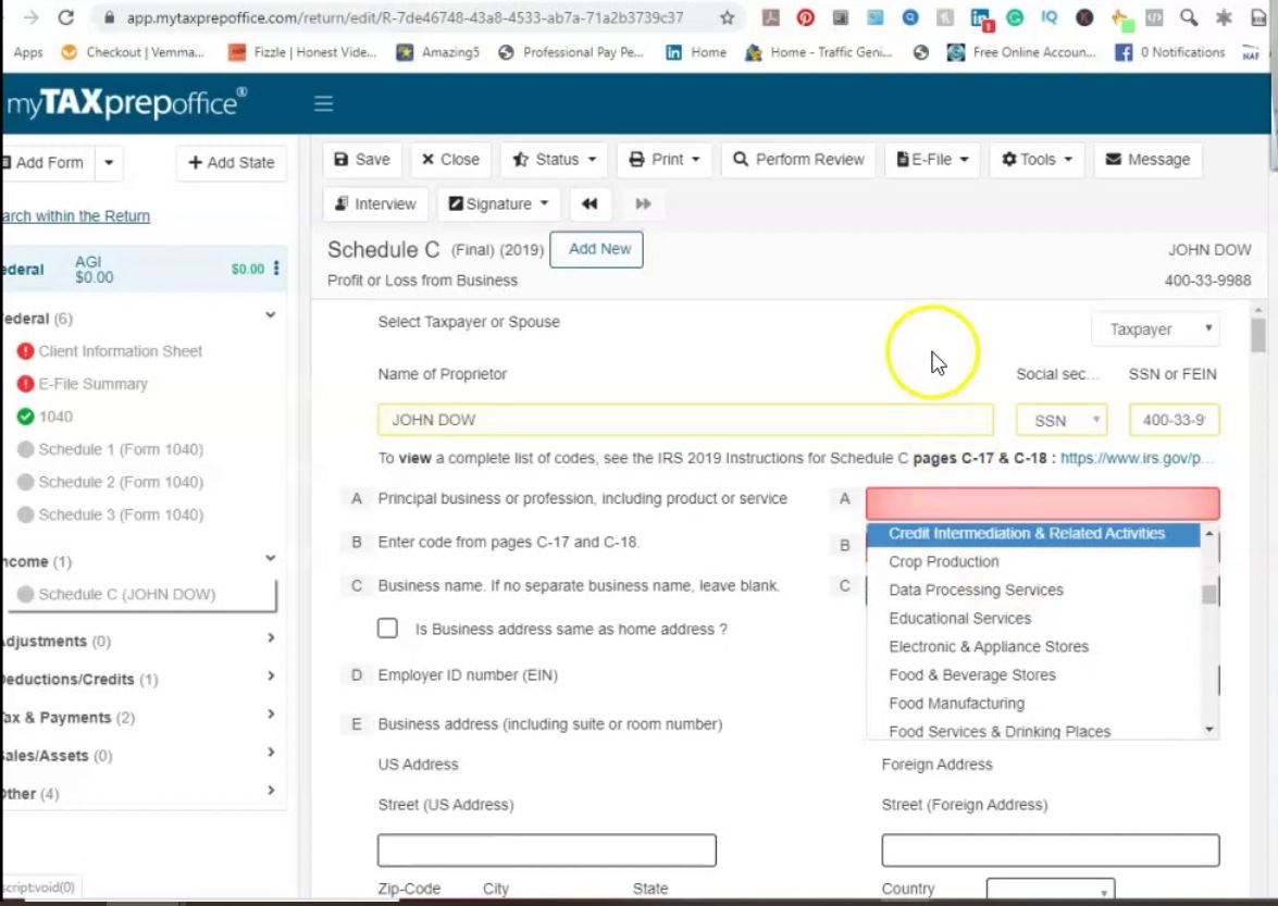 screenshot of MyTAXPrepOffice