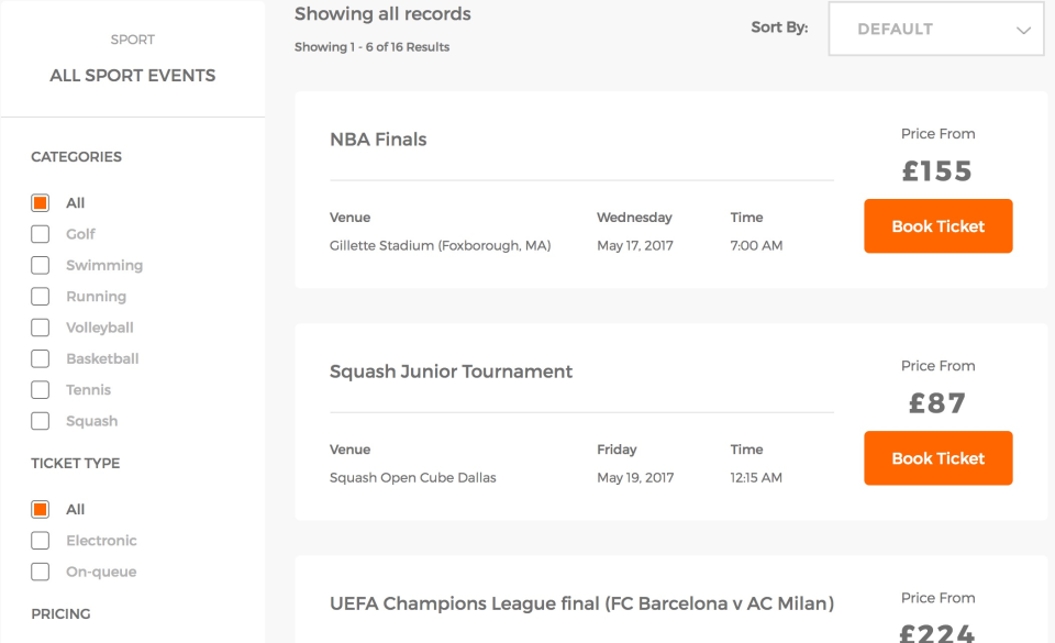 screenshot of MyTicket