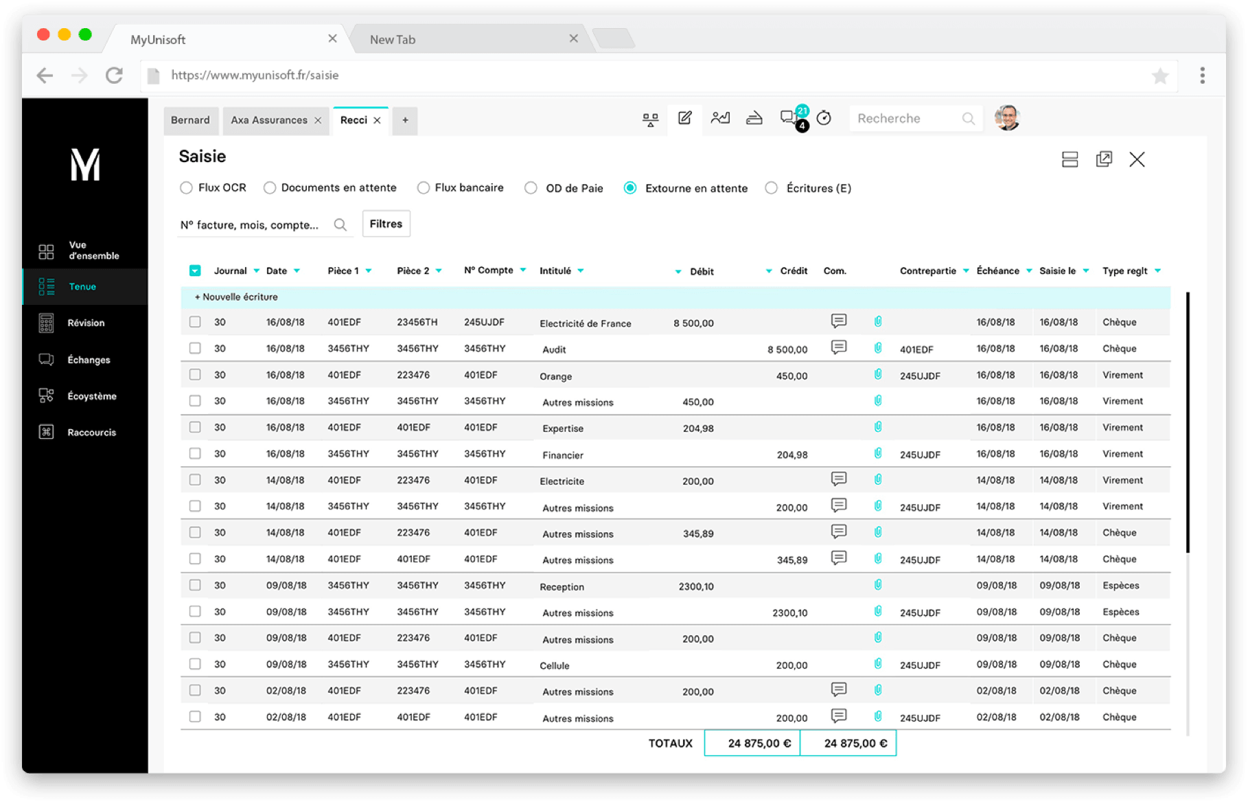 screenshot of MyUnisoft