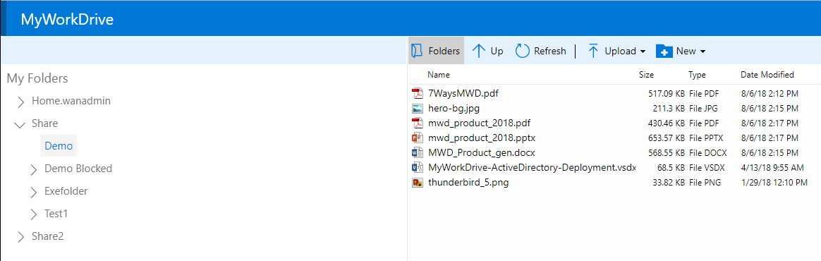 screenshot of MyWorkDrive