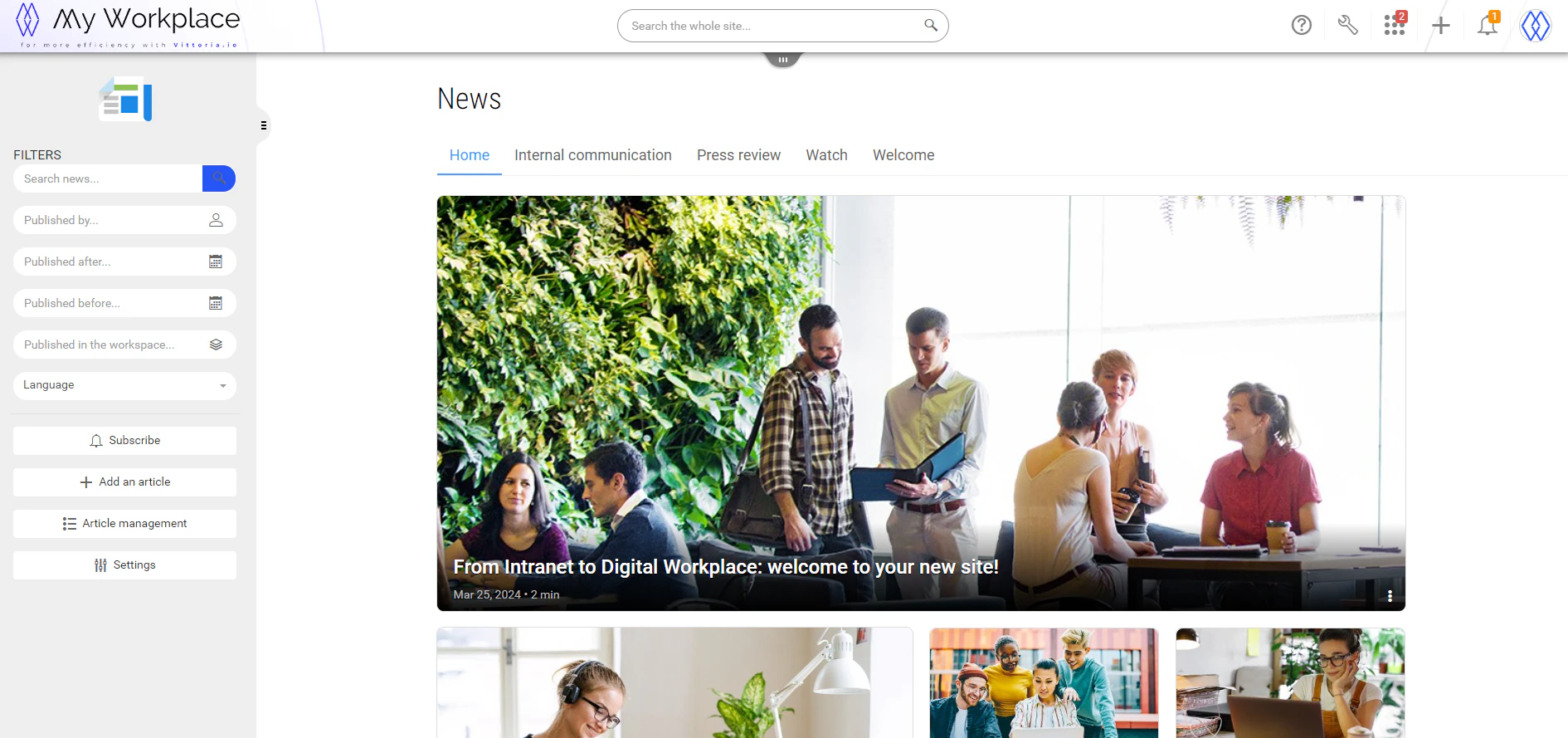screenshot of MyWorkplaceCloud