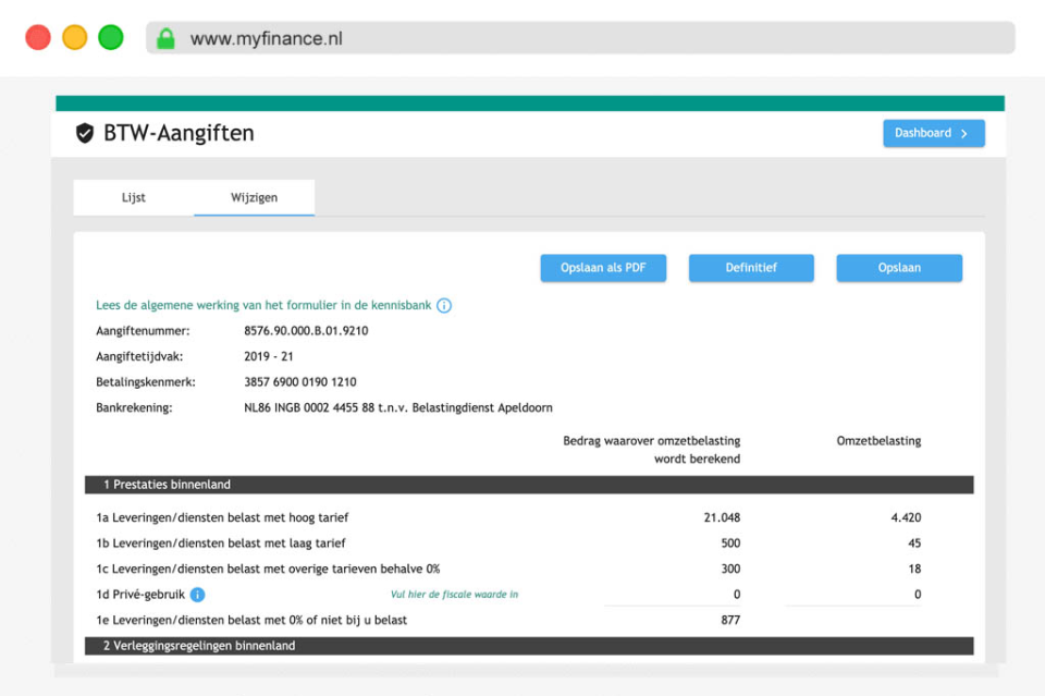 screenshot of Myfinance