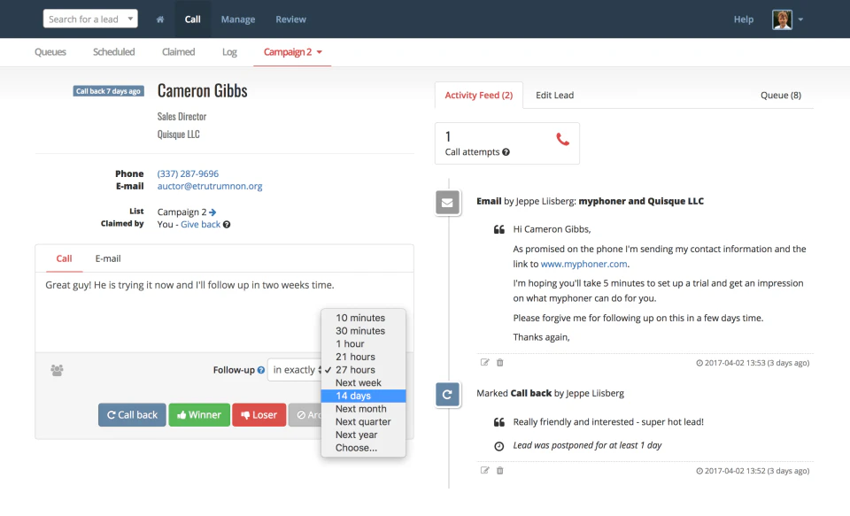 screenshot of Myphoner