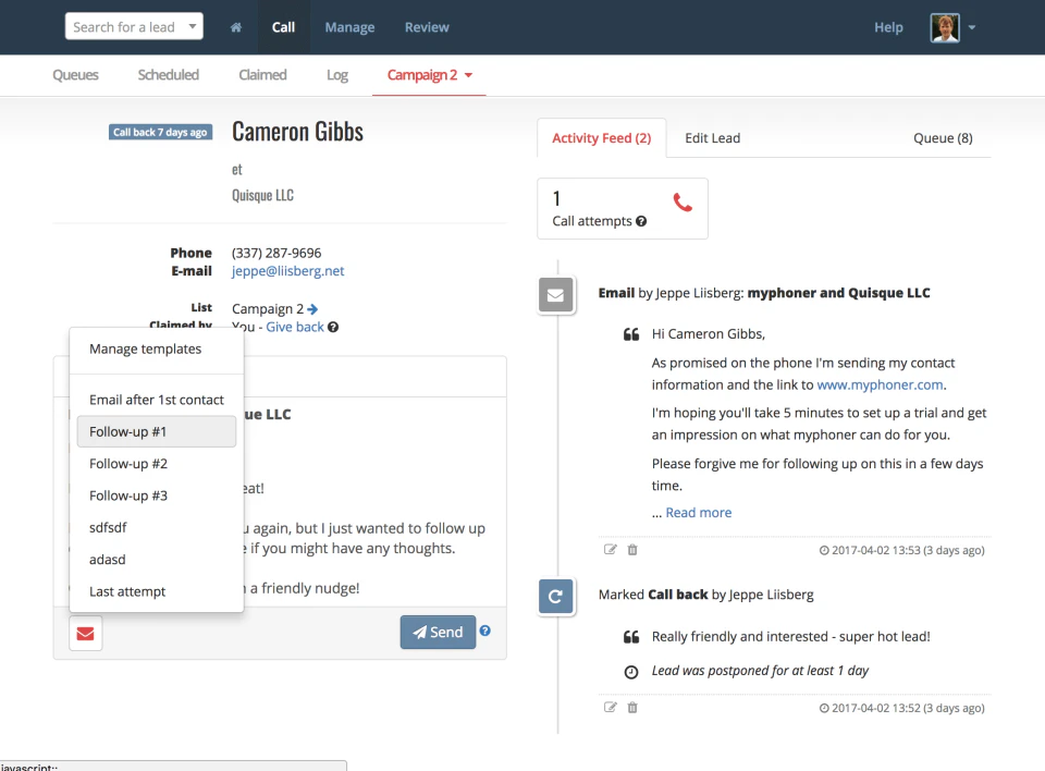 screenshot of Myphoner