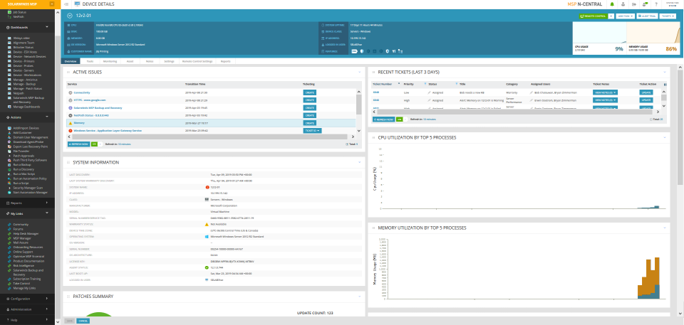 screenshot of N-central
