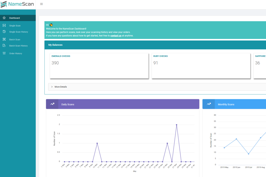 screenshot of NameScan