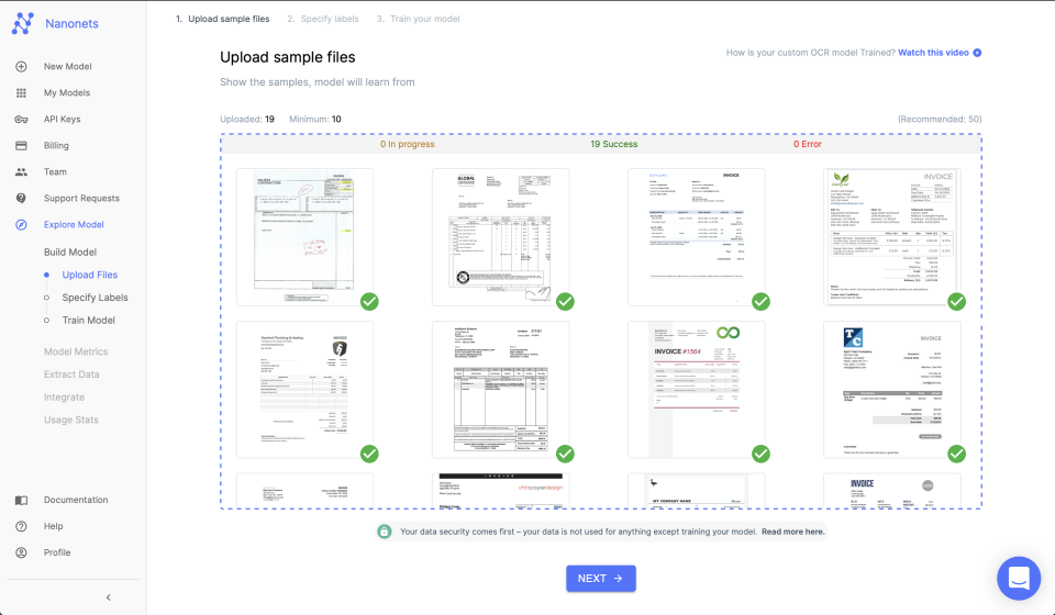 screenshot of Nanonets