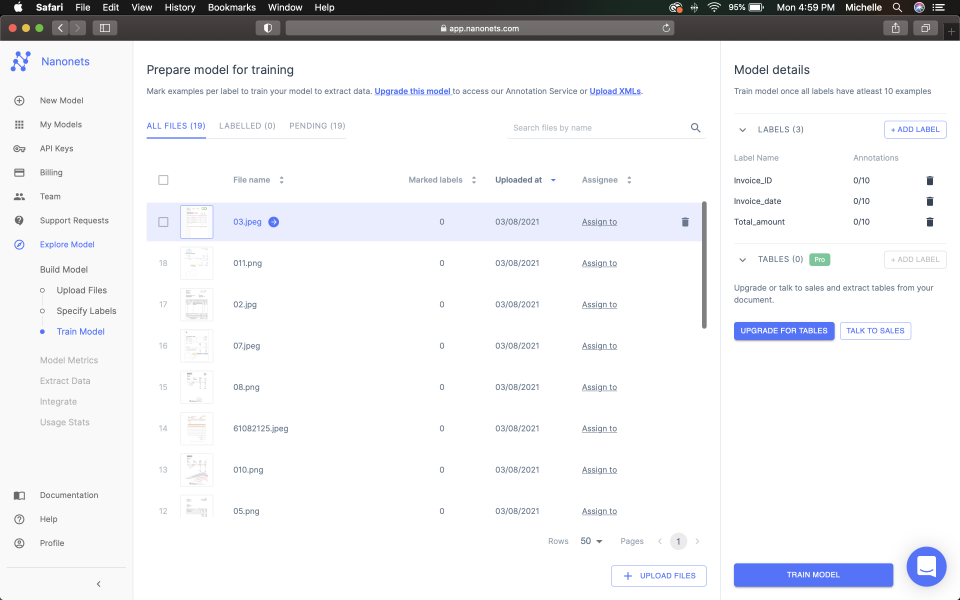 screenshot of Nanonets