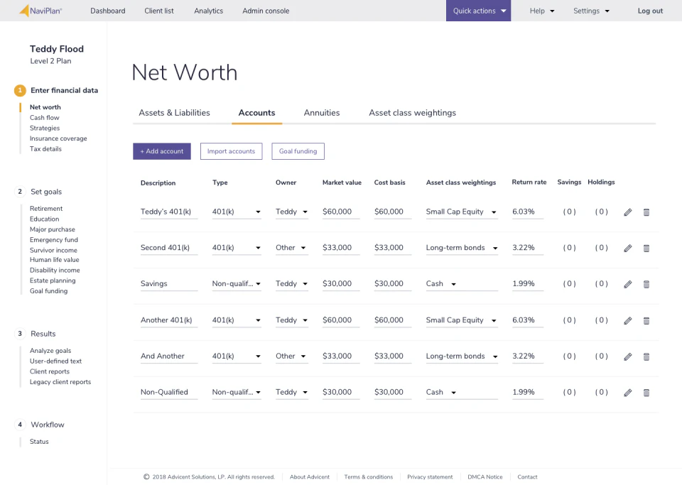screenshot of NaviPlan