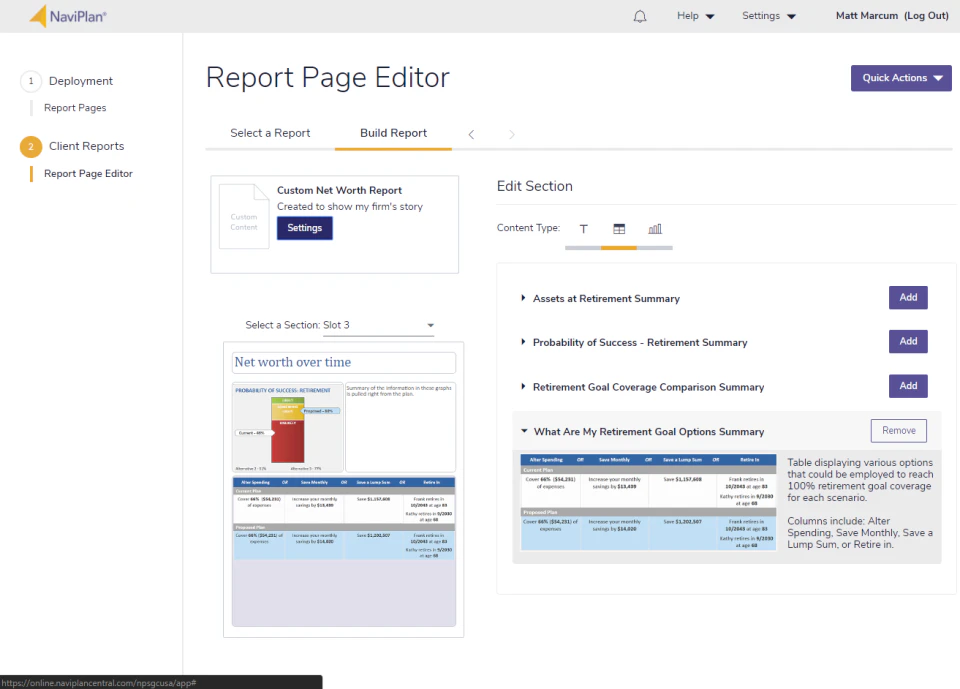 screenshot of NaviPlan
