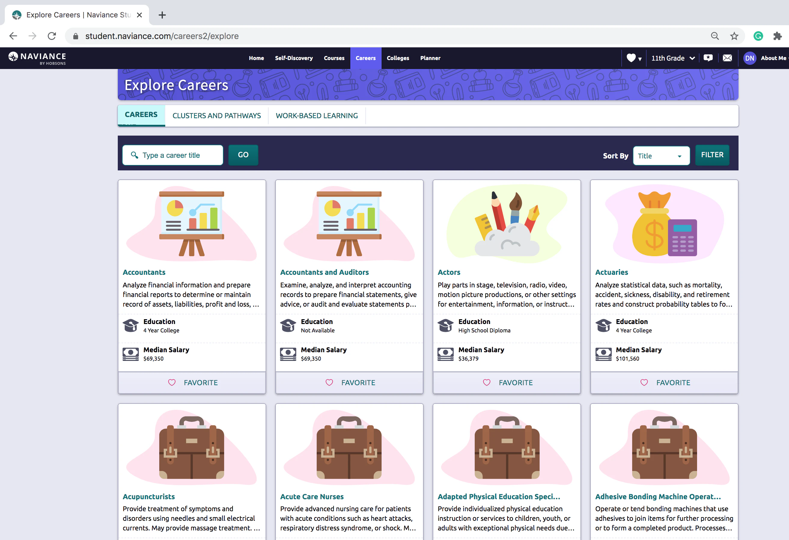 screenshot of Naviance