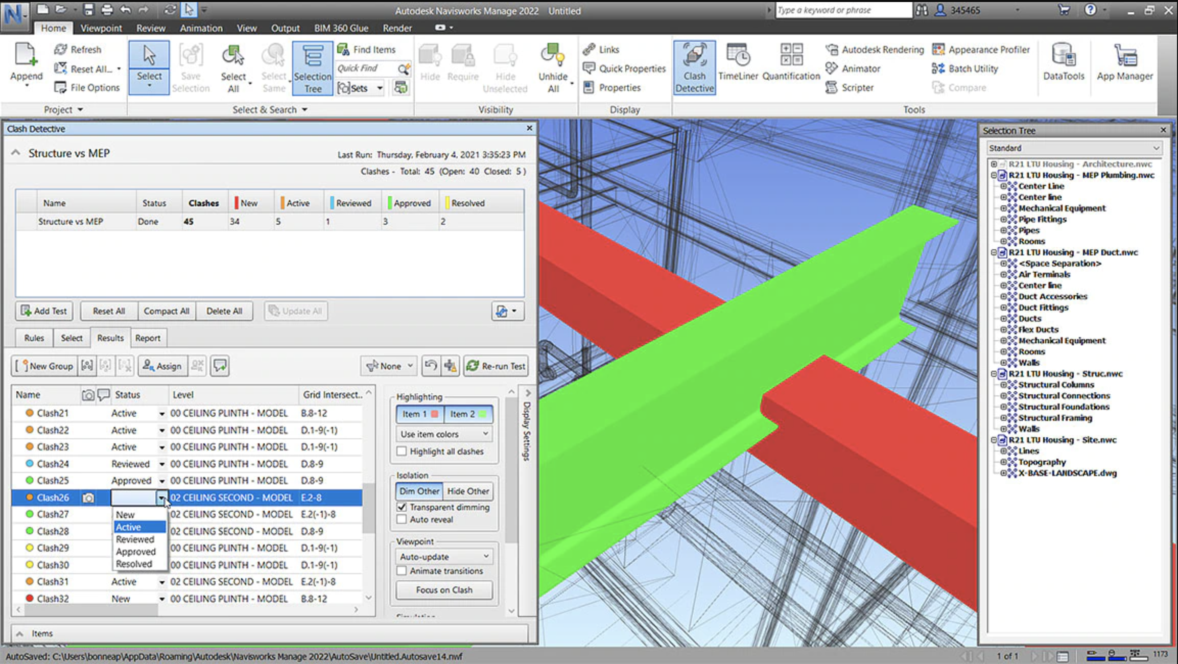 screenshot of Navisworks
