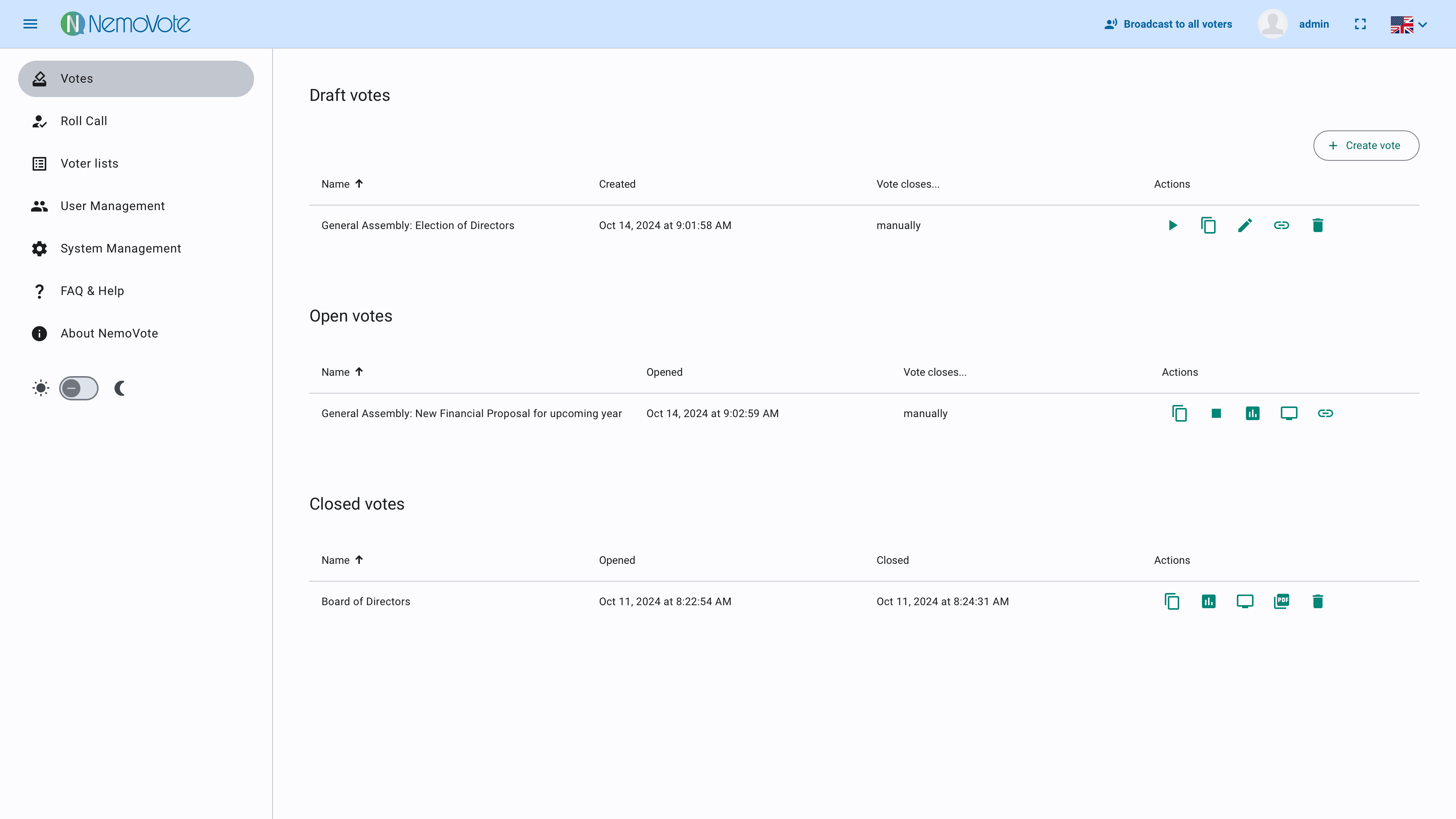 screenshot of NemoVote