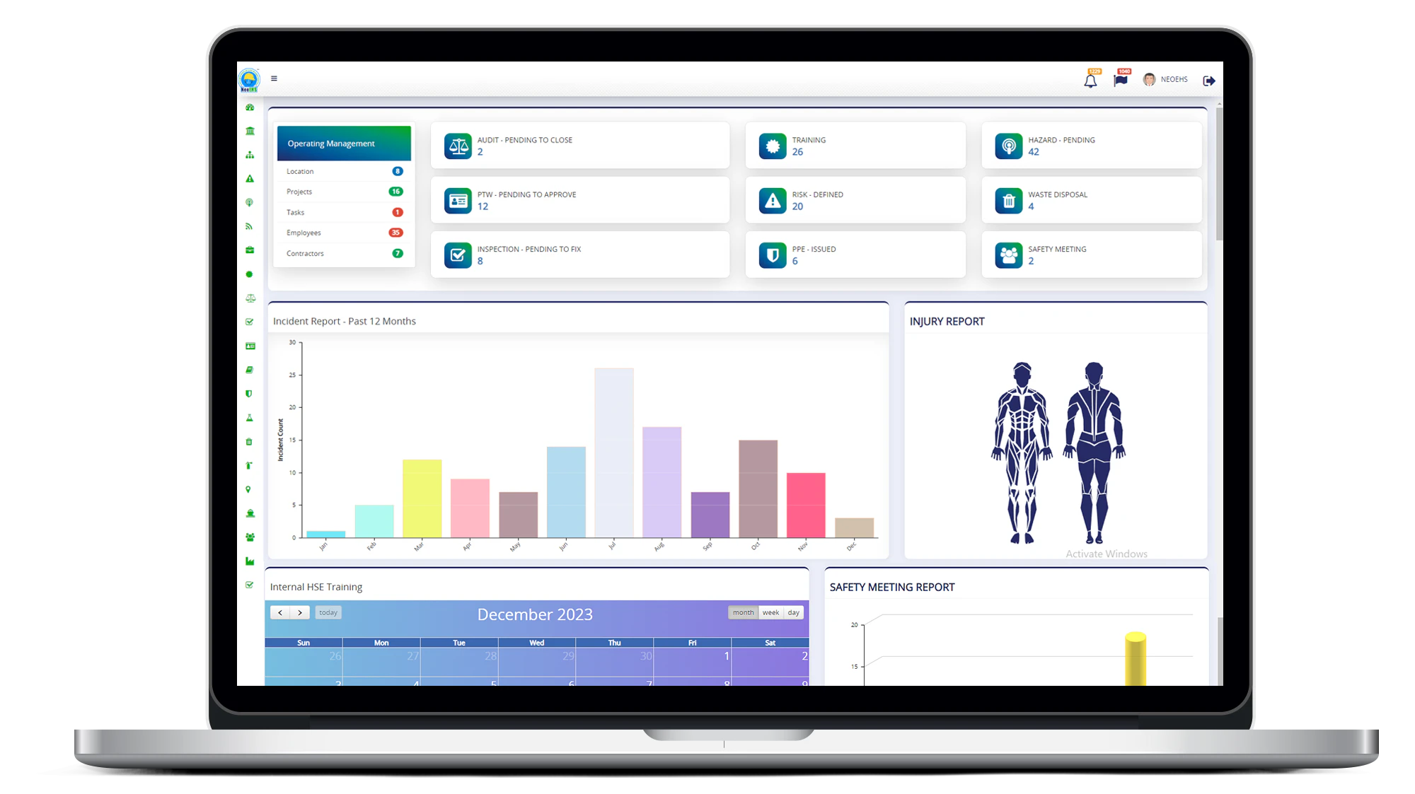 screenshot of NeoEHS