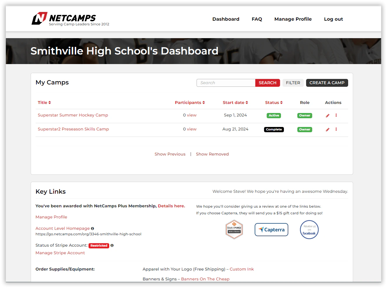 screenshot of NetCamps