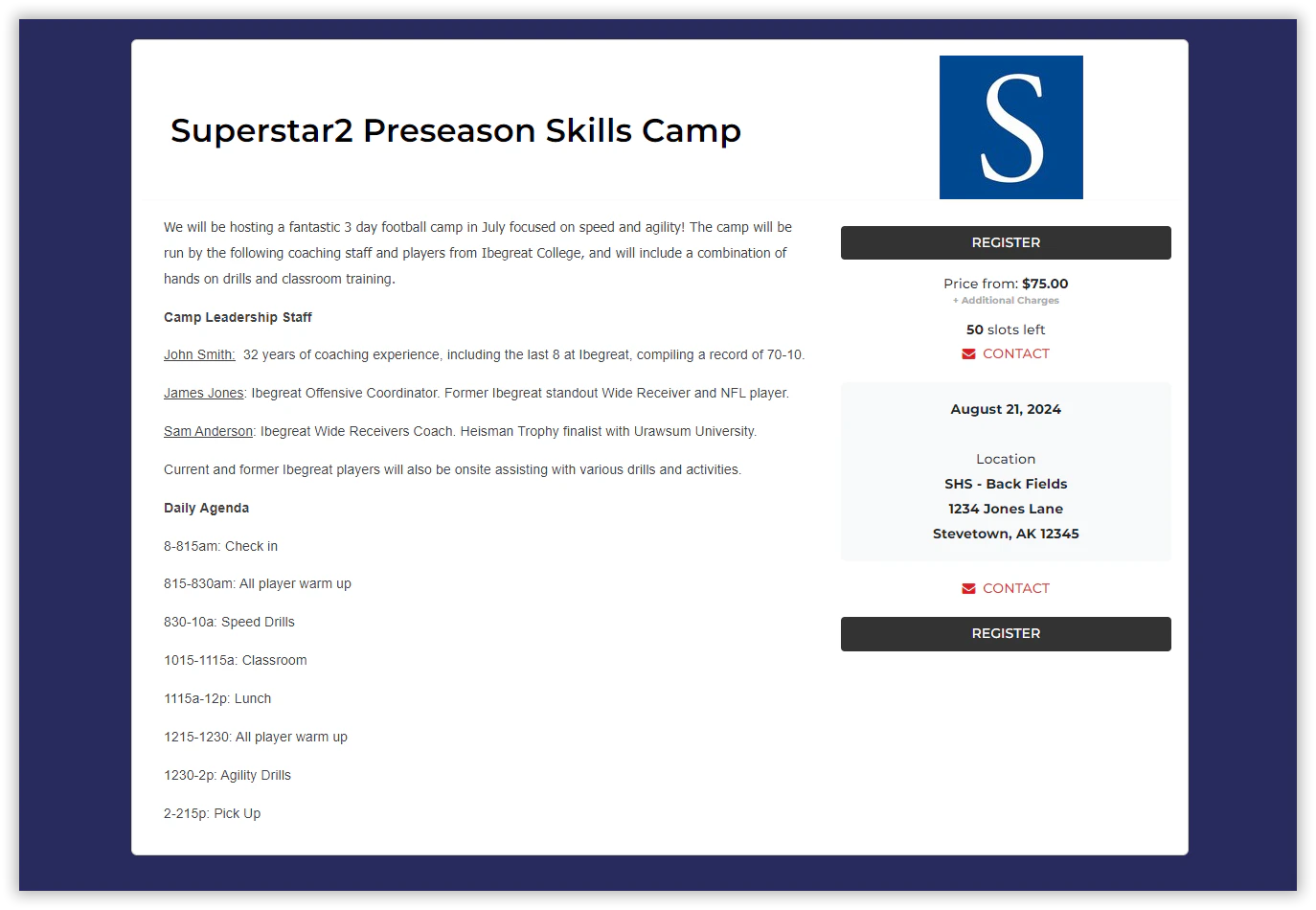 screenshot of NetCamps