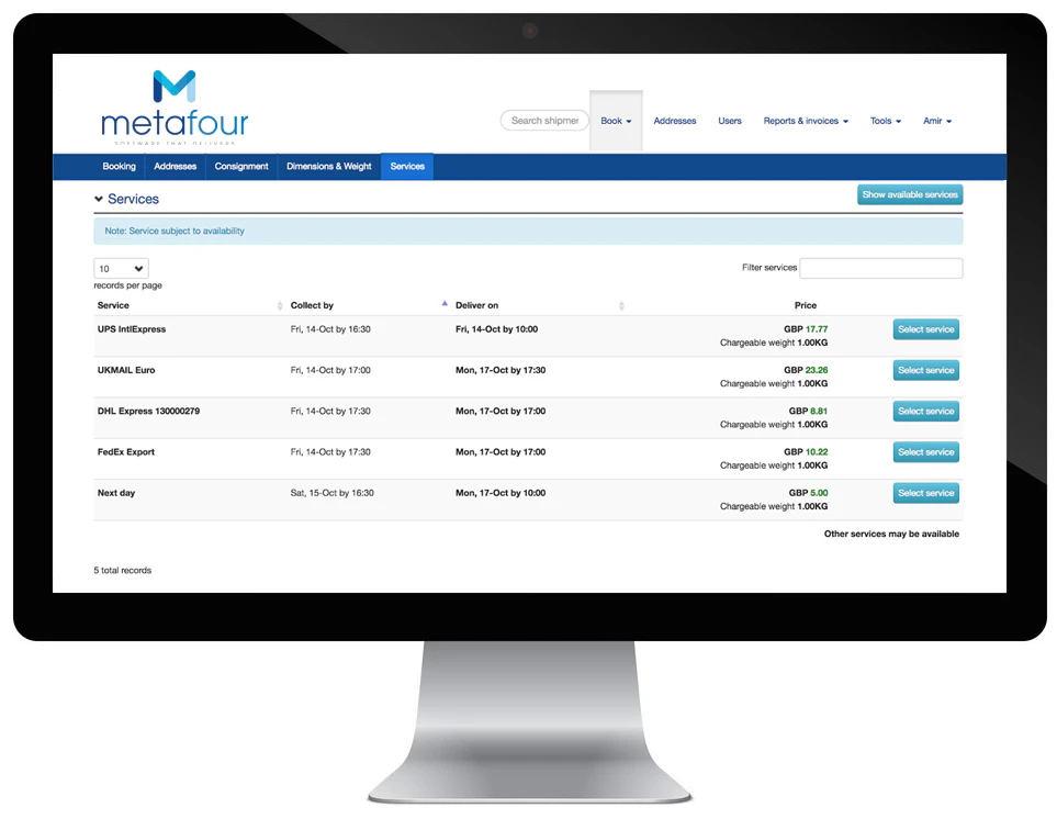 screenshot of NetCourier