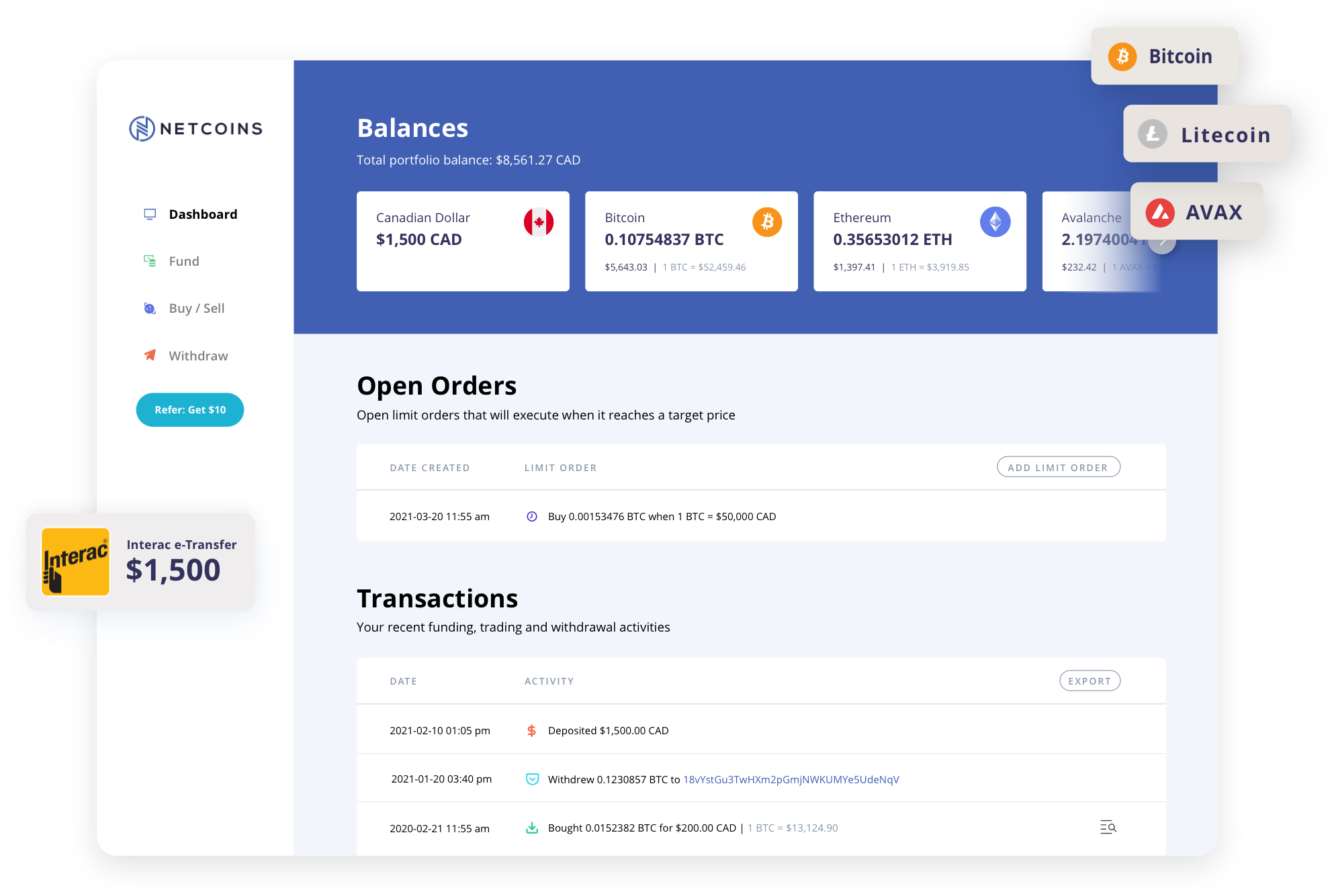 screenshot of Netcoins