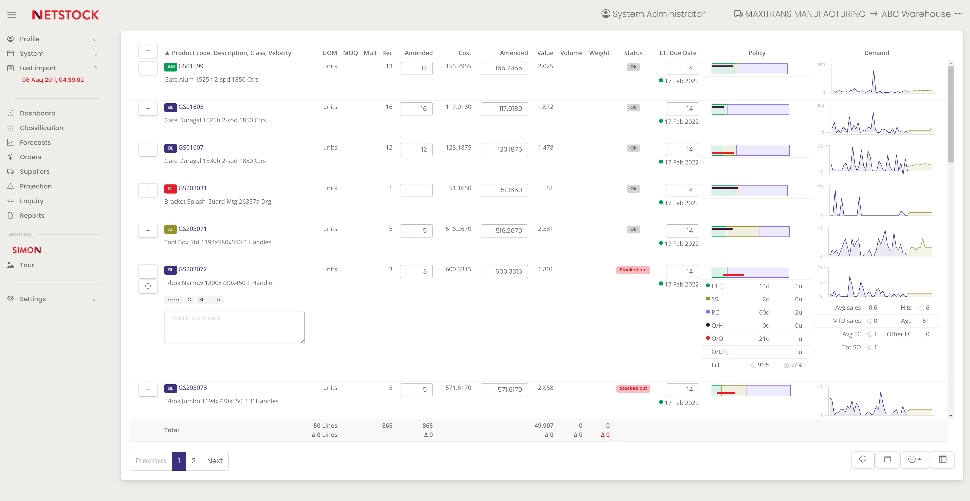 screenshot of Netstock