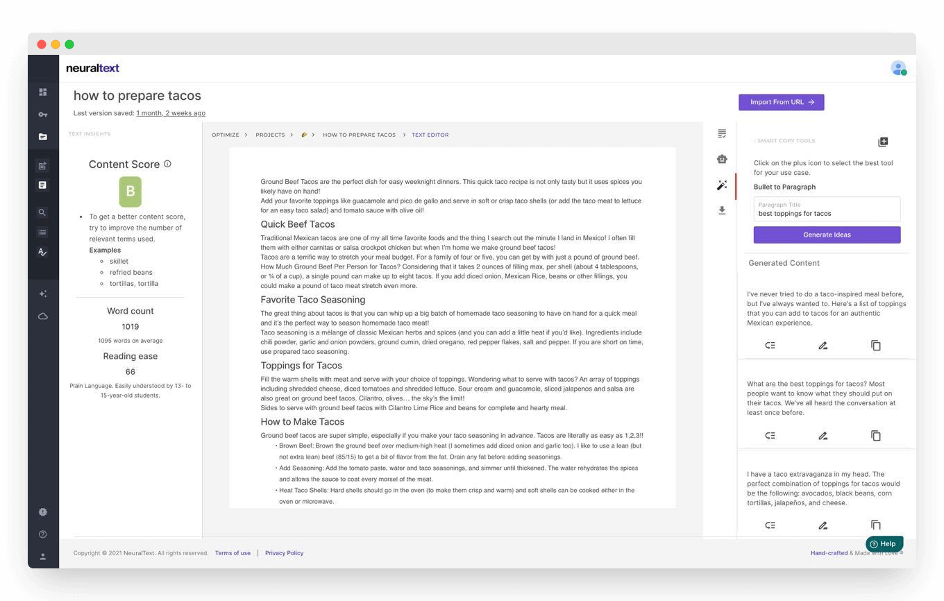 screenshot of NeuralText