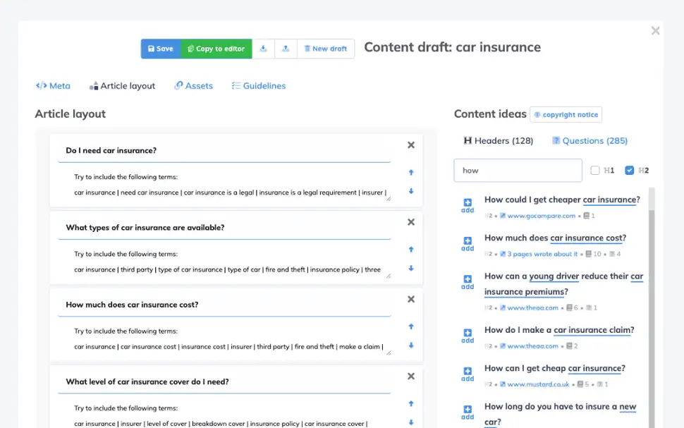 screenshot of NeuronWriter
