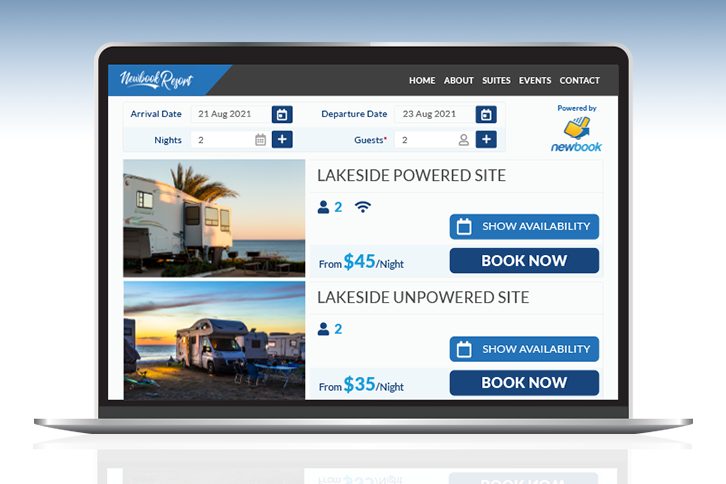 screenshot of Newbook