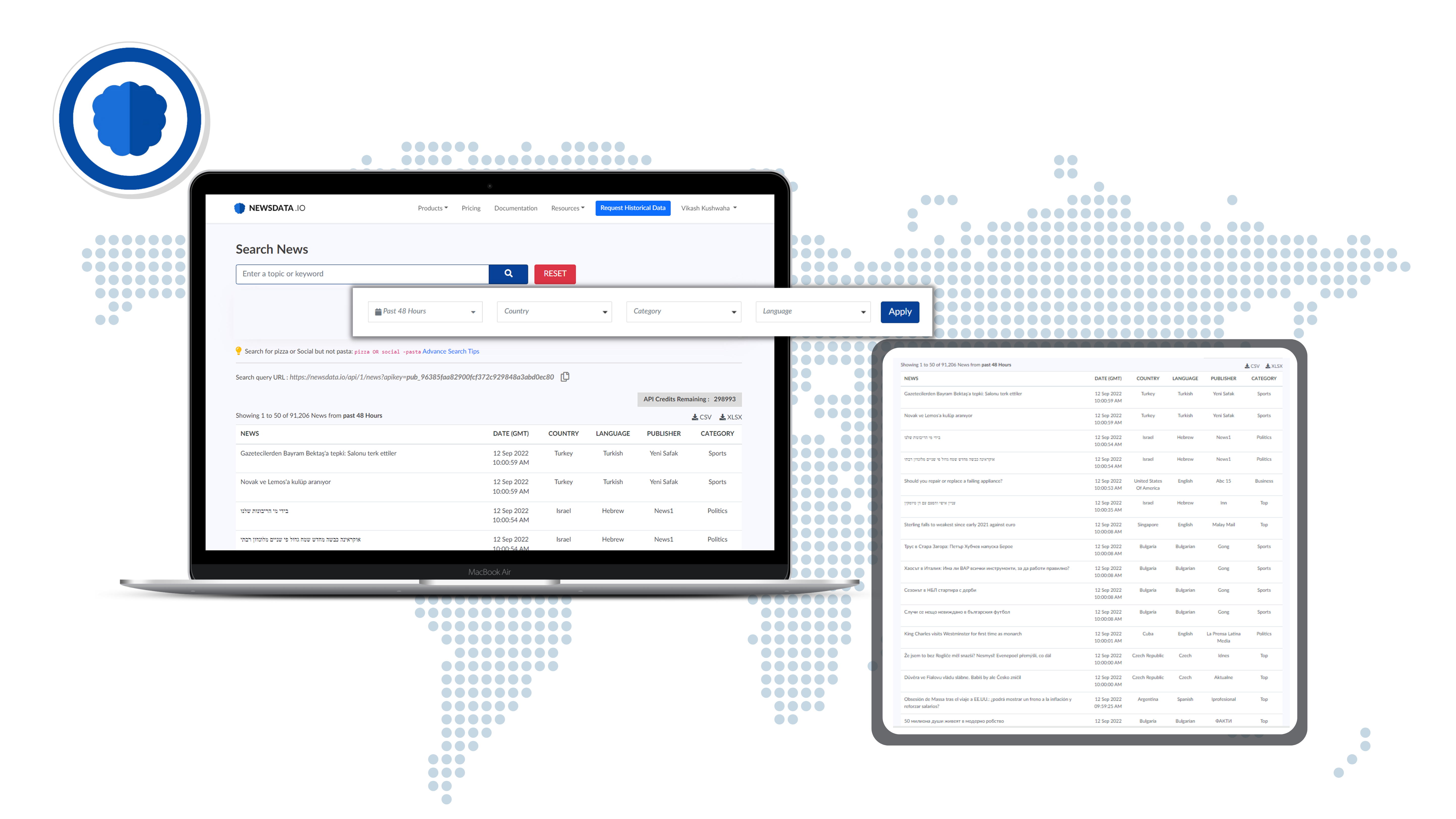 screenshot of NewsData.io