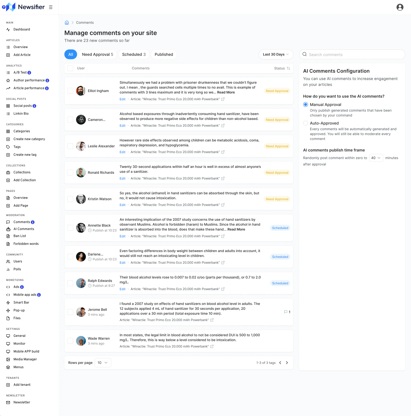 screenshot of Newsifier