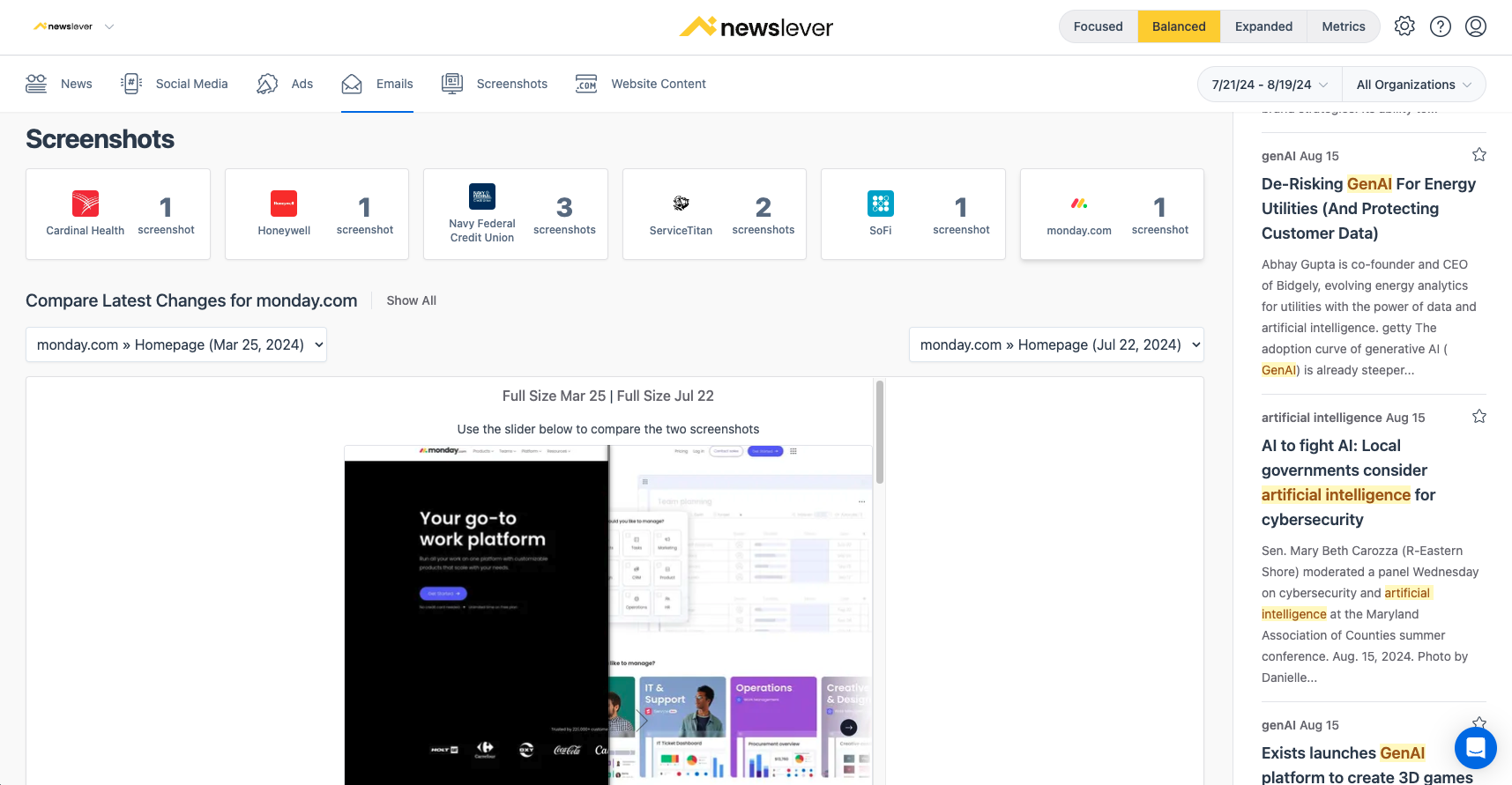 screenshot of Newslever