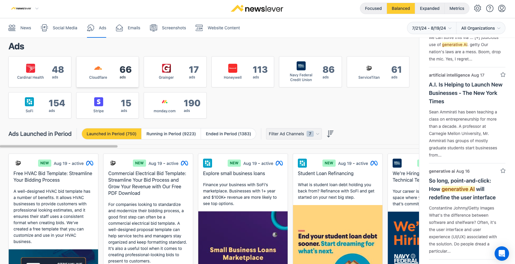 screenshot of Newslever