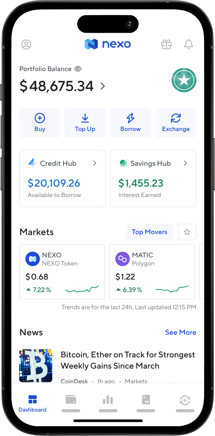 screenshot of Nexo