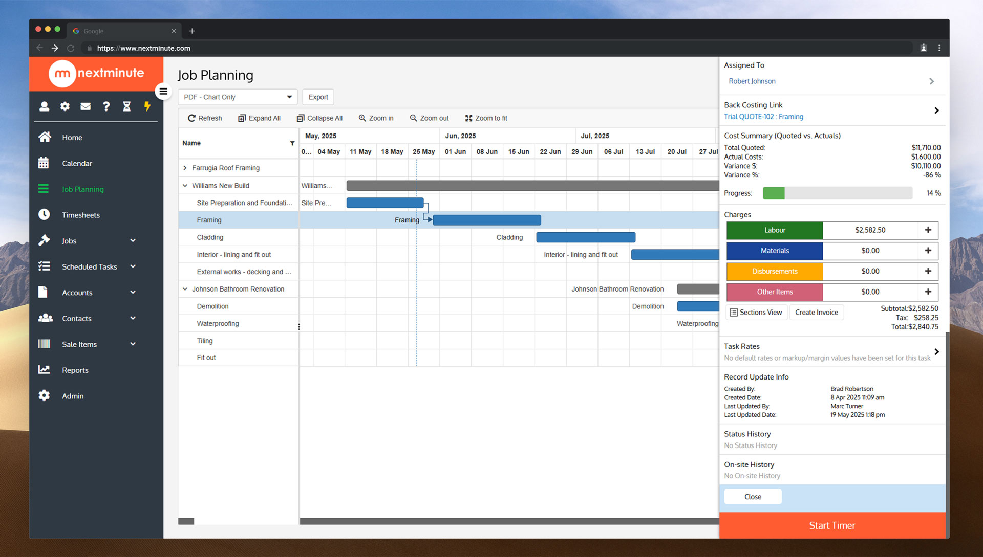 screenshot of NextMinute