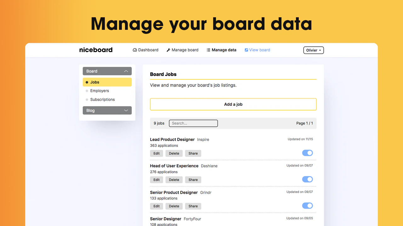 screenshot of Niceboard