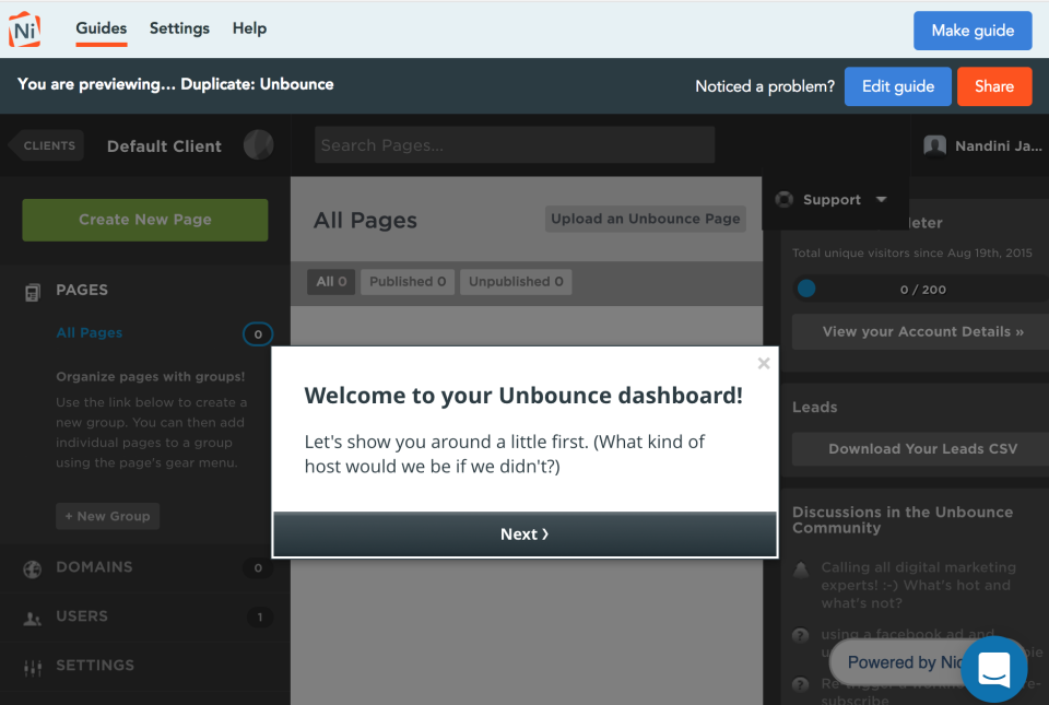 screenshot of Nickelled