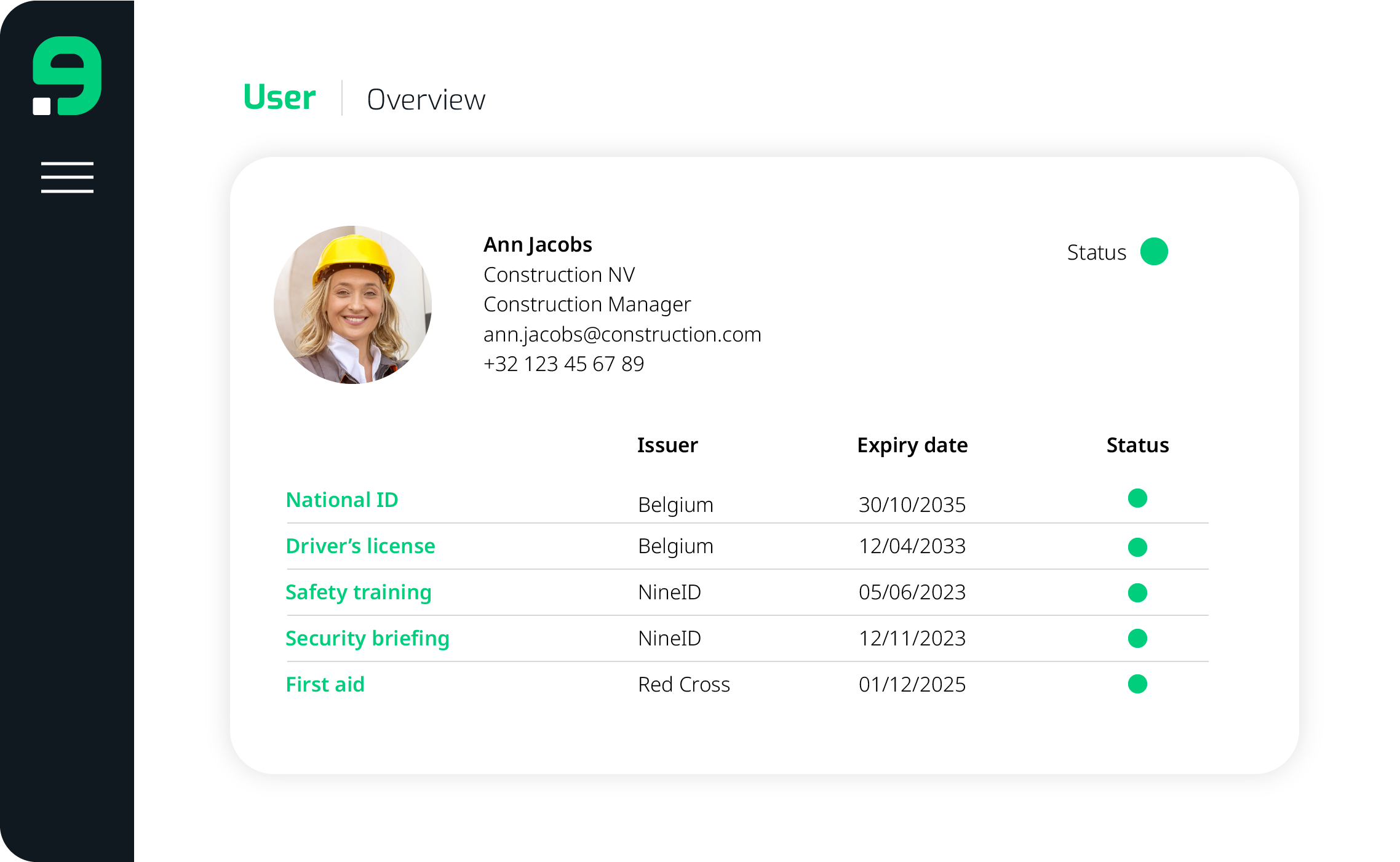 screenshot of NineID